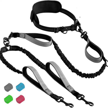 Multifunctional Double Ended Dog Traction Rope, Adjustable Hand Free Leash for Pet Fitness Running