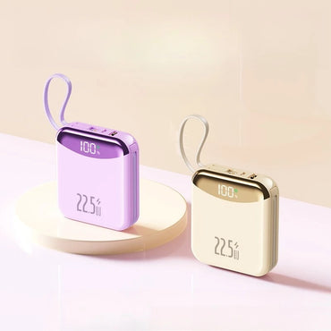22.5W Super Fast Charging Power Bank with Built-in Cable 20000mAh Portable Ultra-Thin and Mini