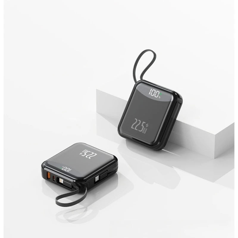 22.5W Super Fast Charging Power Bank with Built-in Cable 20000mAh Portable Ultra-Thin and Mini