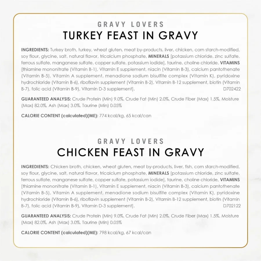 Purina Gravy Lovers Wet Cat Food 3 oz Cans 24 Pack Flavorful Chicken Beef in Gravy High Moisture Soft Texture for Cats