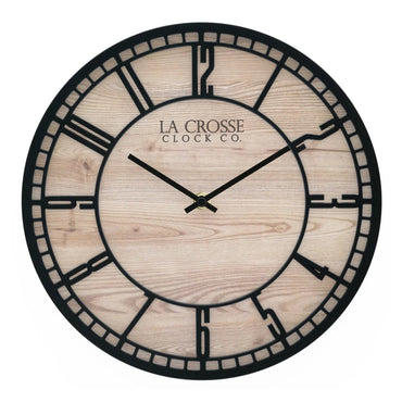 Contemporary 11.5 Inch Wall Clock Stylish Design Precise Quartz Movement Rustic Faux Wood Background Ideal Living Room