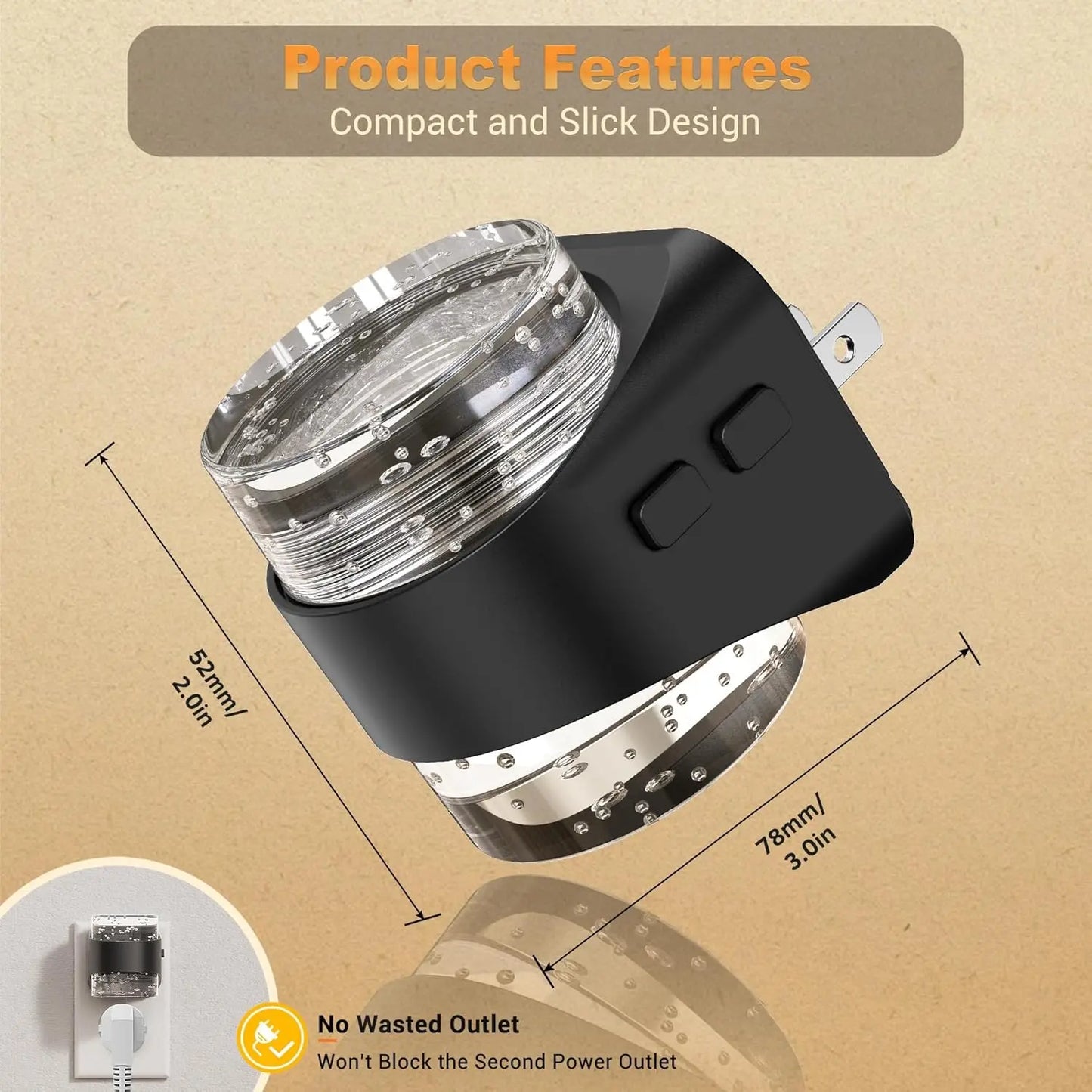 LED Bubble Night Light Plug-in Wall, 2 Pack with Dimmable Brightness & Dusk to Dawn Sensor for Bathroom Hallway Bedroom