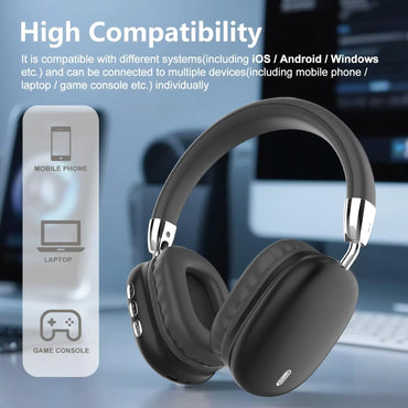 B36 Over-Ear Headphones, Bluetooth 5.3, ANC, 8H Playtime, HD Mic, Foldable. For Mobile, PC, Gaming.