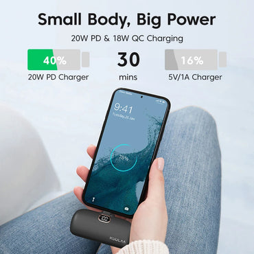 KUULAA Power Bank 5000mAh Portable Charger 20W, for iPhone 16 Plus/15 Pro Max, Samsung S23 Series, Huawei, iPad Pro/Air, AirPods