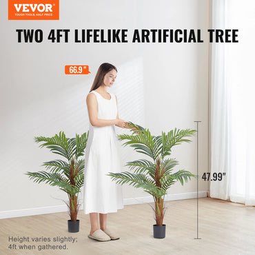 SucceBuy Artificial Palm Tree 4/5/6 FT Tall Faux Plant Secure PE Material & Anti-Tip Tilt Protection Low-Maintenance Plant