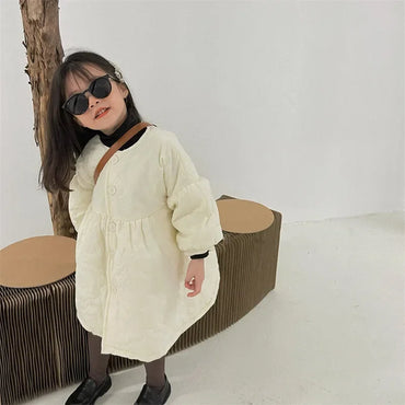 Children's Coats Autumn and Winter Coat with Floral Embroidery Puffed Sleeves Girls Coat Baby Girl Winter Clothes