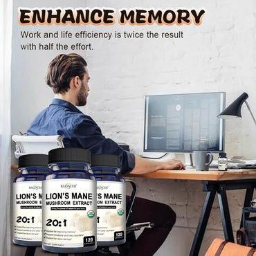 Lion's Mane Mushroom Extract Supplement for Mood and Sleep Health, Non-GMO, Gluten-free
