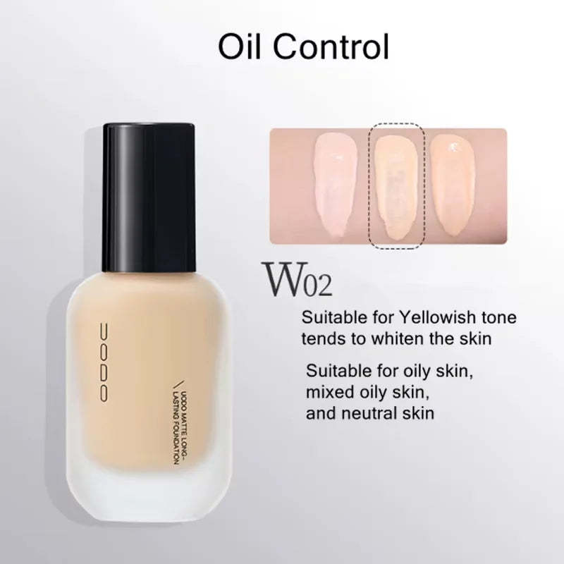 UODO Hydrating Oil-Control Foundation Liquid Long-Lasting Matte Finish Lightweight Formula For Oily&Combination Skin Base Makeup