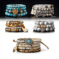 Bohemian Beaded Bracelet Set for Women & Men Handmade Stretch Stackable Bracelets