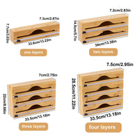 Wrapneat 3 in 1, 2In 1, 4 in 1, and 1 in 1, Wrap Organizer with Cutter and Labels, Plastic Wrap, Aluminum Foil and Wax Bamboo Dispenser for Kitchen Storage Organization Holder for 12" Roll