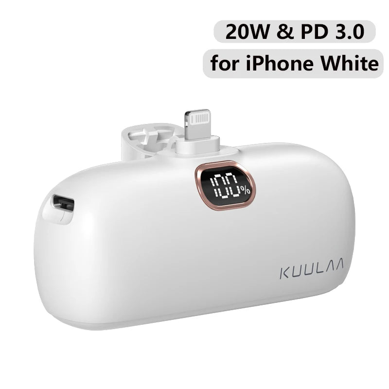 KUULAA Power Bank 5000mAh Portable Charger 20W, for iPhone 16 Plus/15 Pro Max, Samsung S23 Series, Huawei, iPad Pro/Air, AirPods