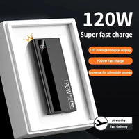 Lenovo 200000mAh Powerbank 120W Fast Charging Portable Battery Charger Ultra Capacity LED Digital Display For IPhone Samsung