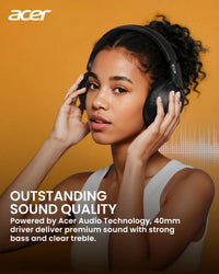 Acer OHR205 Wireless Bluetooth 6.0 Headphones Foldable Over-Ear Headphones Memory Foam Earpads Multipoint for Travel,Home,Office