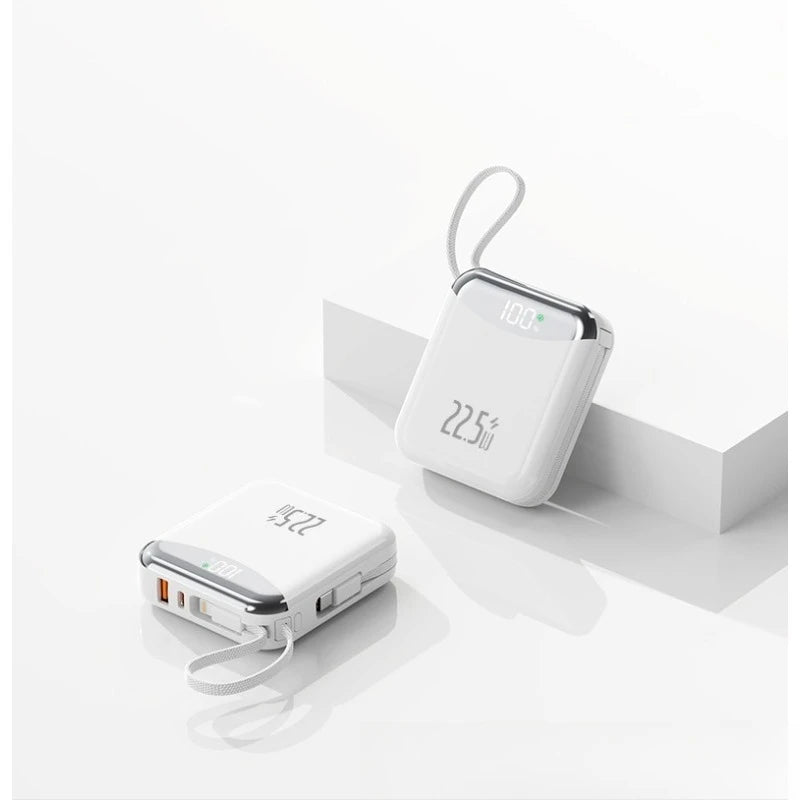22.5W Super Fast Charging Power Bank with Built-in Cable 20000mAh Portable Ultra-Thin and Mini