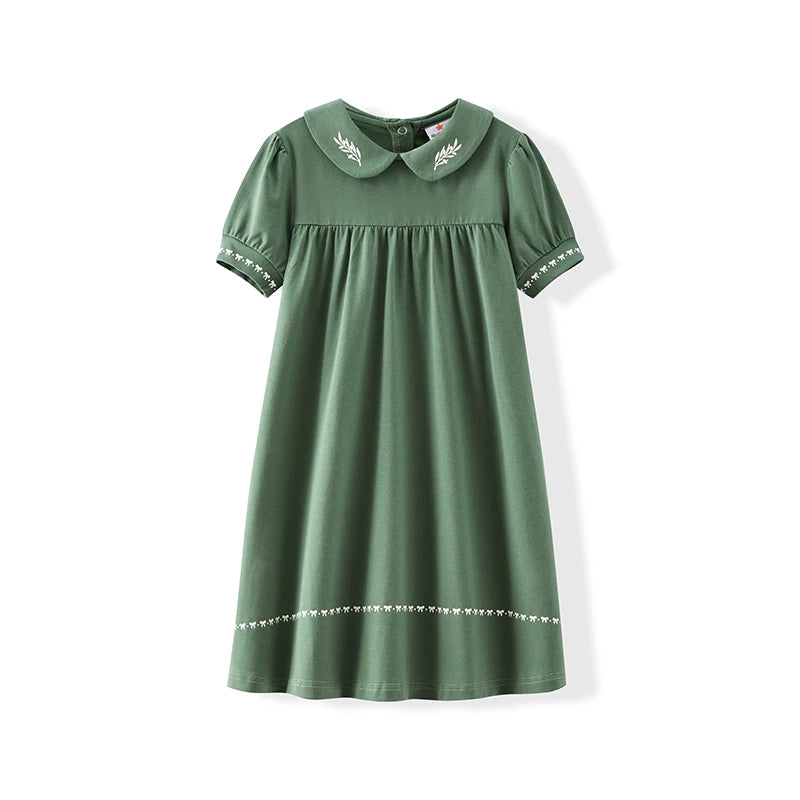 AA-SS26 Bow shabbos robe set family matching kds clothing olive leaf printed girls dresses boys shirt leggings baby romper