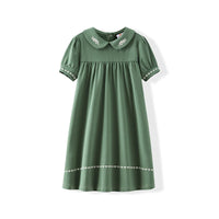 AA-SS26 Bow shabbos robe set family matching kds clothing olive leaf printed girls dresses boys shirt leggings baby romper
