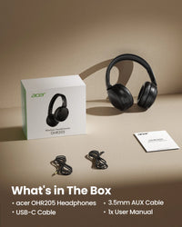 Acer OHR205 Wireless Bluetooth 6.0 Headphones Foldable Over-Ear Headphones Memory Foam Earpads Multipoint for Travel,Home,Office