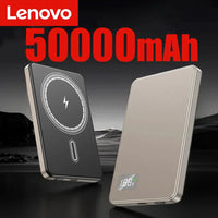 Lenovo 50000mAh Portable Magnetic Wireless Power Bank PD22.5W Super Fast Charging External Battery For Magsafe IPhone Samsung