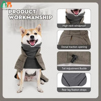 ATUBAN Warm Dog Coat English Plaid Dog Fleece Vest Windbreaker Jacket Winter Clothing Traction Eyelets Suitable for All Dog Type