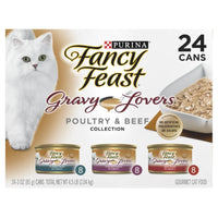 Purina Gravy Lovers Wet Cat Food 3 oz Cans 24 Pack Flavorful Chicken Beef in Gravy High Moisture Soft Texture for Cats
