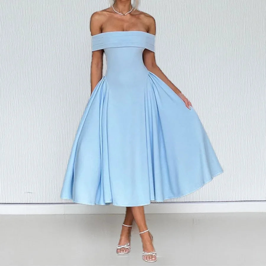 【New style】2026 spring new women's clothing - wish European and American dress fashionable off-the-shoulder sexy style pure col