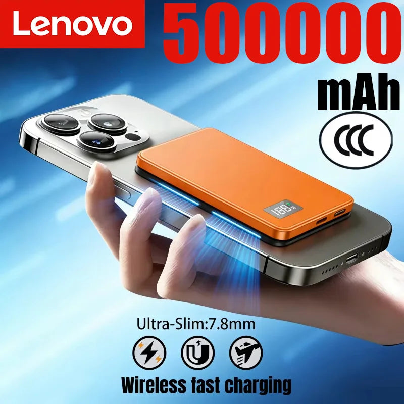 Lenovo 50000mAh Portable Magnetic Wireless Power Bank PD22.5W Super Fast Charging External Battery For Magsafe IPhone Samsung