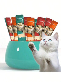 Pet Snacks, Assorted Lickable & Squeezable Cat Treats, Chicken Egg Yolk/Salmon Krill/Tuna Mussels, 0.52 Oz Pouches,