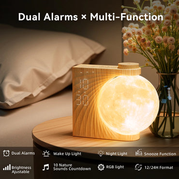 Sunrise Alarm Clocks for Heavy Sleepers,Night Lamp Clocks for Bedrooms with Moon Light,10 Light Effects,30/60/90 Timer,10 Sleep