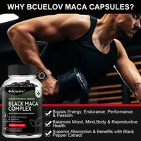 Black Maca & Ginseng Extract, Vitamin Supplement, Supports Energy, Muscle, Endurance, Athletic Performance, 120 Capsules