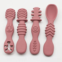 4pcs Silicone Baby Food Spoon, Training Spoon for Babies Over 6 Months Old, Easy-to-grip Tableware, Christmas Gift