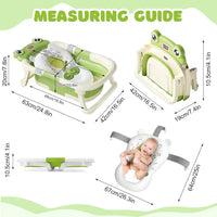Baby Bath Tub with Bath Cushion Foldable Bathtub with Thermometer Shower Cap Shower Brush for Newborn and Toddler 0-36 Months