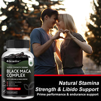 Black Maca & Ginseng Extract, Vitamin Supplement, Supports Energy, Muscle, Endurance, Athletic Performance, 120 Capsules