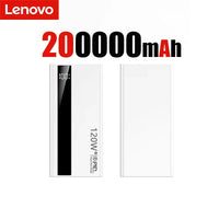 Lenovo 200000mAh Powerbank 120W Fast Charging Portable Battery Charger Ultra Capacity LED Digital Display For IPhone Samsung