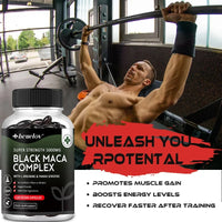 Black Maca & Ginseng Extract, Vitamin Supplement, Supports Energy, Muscle, Endurance, Athletic Performance, 120 Capsules