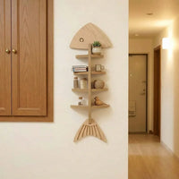 1pcs Creative Wooden Fishbone Wall Storage Shelf, Multilayer Stylish Home Decor Rack, Bathroom Storage Shelf (Vertical/Horizonta