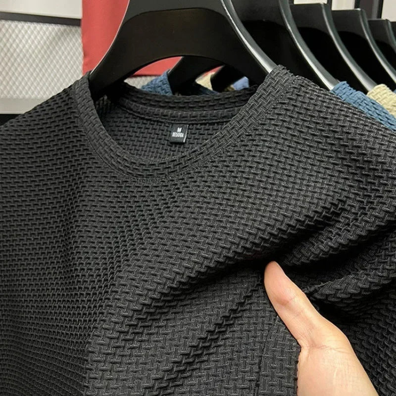 Summer Ice Silk High-End Solid Color High Quality Short Sleeve T Shirts Men's Breathable Fashion T-Shirt Male Brand Clothes 6XL