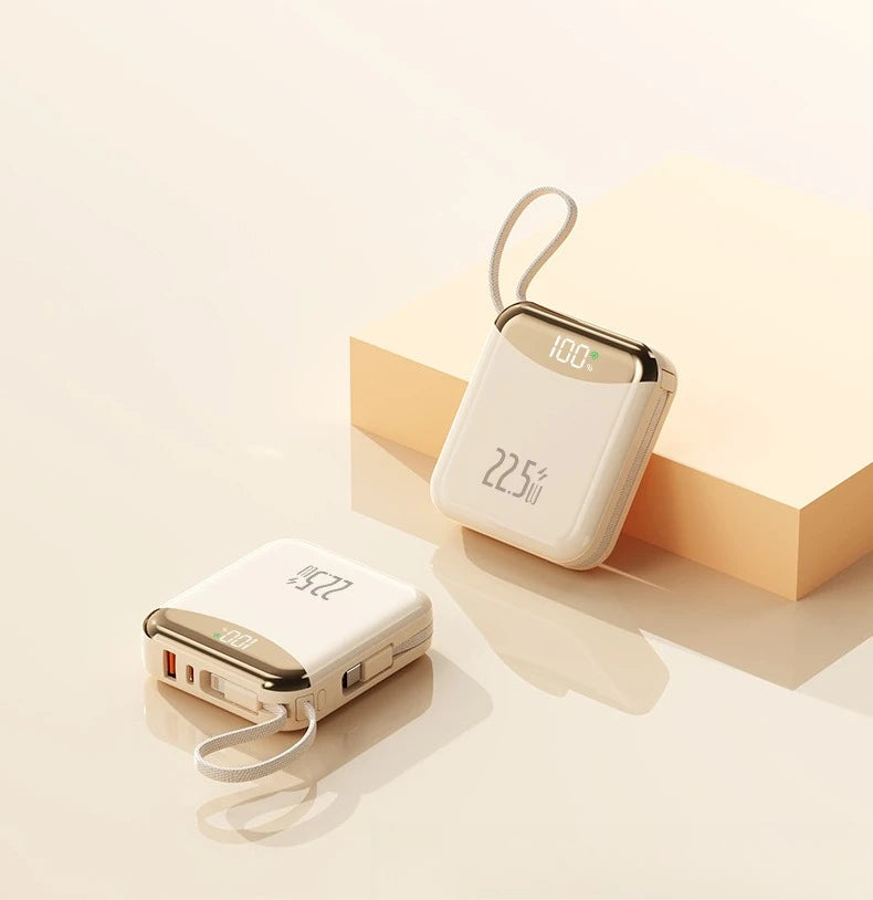 22.5W Super Fast Charging Power Bank with Built-in Cable 20000mAh Portable Ultra-Thin and Mini