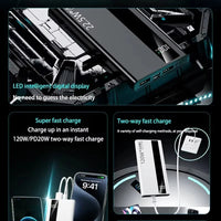 Lenovo 200000mAh Powerbank 120W Fast Charging Portable Battery Charger Ultra Capacity LED Digital Display For IPhone Samsung