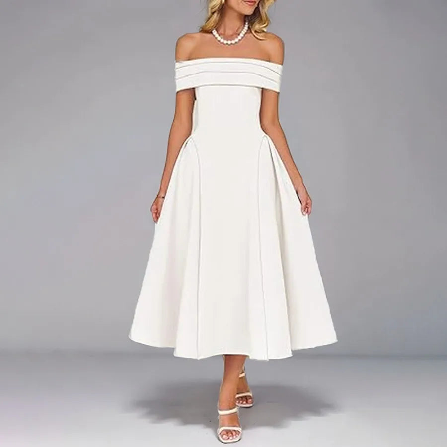 【New style】2026 spring new women's clothing - wish European and American dress fashionable off-the-shoulder sexy style pure col
