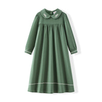 AA-SS26 Bow shabbos robe set family matching kds clothing olive leaf printed girls dresses boys shirt leggings baby romper