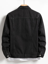 Men's denim jacket for spring and autumn. Black-collar denim coat. Suitable for daily casual wear. Stylish, simple and trendy.
