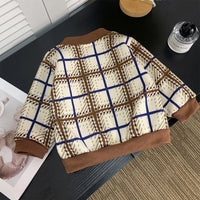 New Children's Warm Long-sleeves Boys And Girls Preppy Style Fashion Plaid T-shirt Kid's Clothing Knitwear Fleece-lined Top