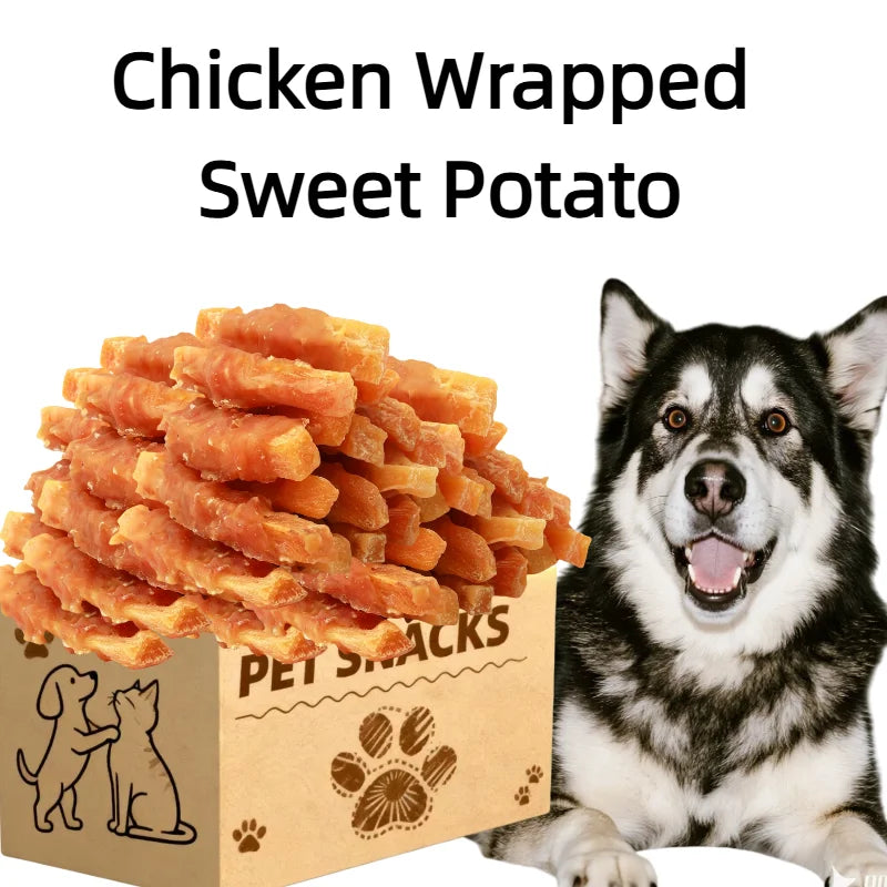 200g  Pet Snacks,Chicken Wrapped Sweet Potatos – Dog Chew Treats & Teeth Cleaning Snacks