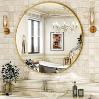 Wall Mirror 20 24 30 Inch Gold Finish For Bathroom Vanity, Bedroom, Entryway Elegant Modern Decor Accent