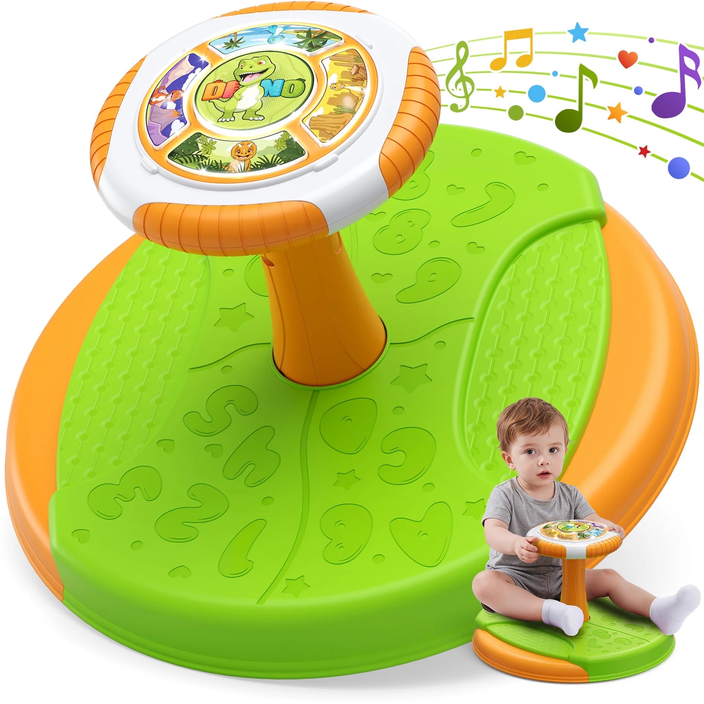 Sit and Spin Toys for Toddlers, 360° Toddler Spinning Seat with LED Lights and Music, Sensory Toys Birthday for Kids