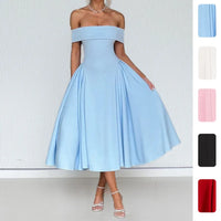 【New style】2026 spring new women's clothing - wish European and American dress fashionable off-the-shoulder sexy style pure col