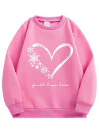 3-piece Set Spring Baby Girls Sweet Sweatshirts Kid Heart Printed Pullover Children Purple Black Pink Long Sleeve T-shirts Top