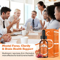 GPGP GreenPeople 60ML Organic Sea Moss & Mushroom Drops Support Brain and Neural Health, Increase Memory, Improve Focus