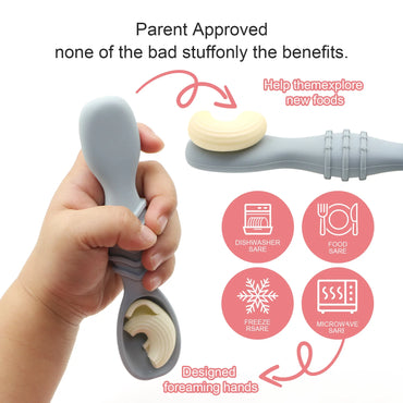 4pcs Silicone Baby Food Spoon, Training Spoon for Babies Over 6 Months Old, Easy-to-grip Tableware, Christmas Gift
