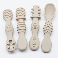 4pcs Silicone Baby Food Spoon, Training Spoon for Babies Over 6 Months Old, Easy-to-grip Tableware, Christmas Gift